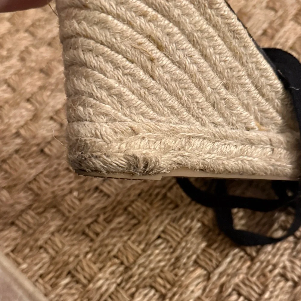 Soludos Black Espadrille Wedge Shoes - Picture 6 of 13